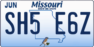 MO license plate SH5E6Z