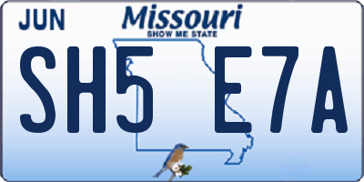 MO license plate SH5E7A