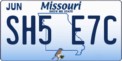 MO license plate SH5E7C
