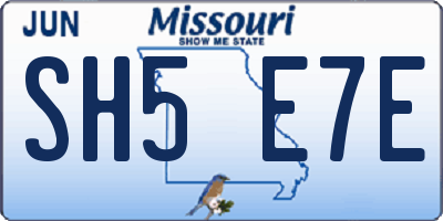 MO license plate SH5E7E