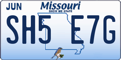 MO license plate SH5E7G