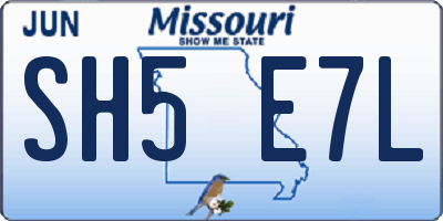 MO license plate SH5E7L