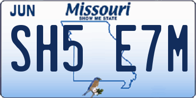 MO license plate SH5E7M