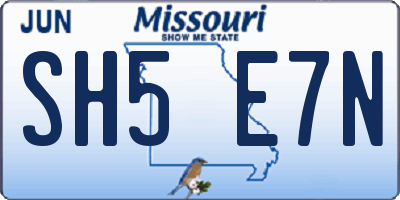 MO license plate SH5E7N