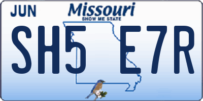 MO license plate SH5E7R