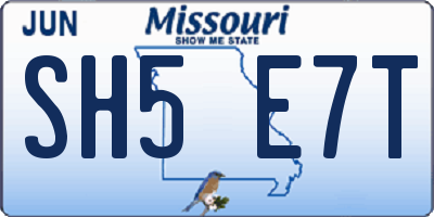 MO license plate SH5E7T