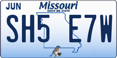 MO license plate SH5E7W