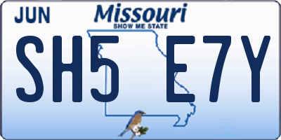 MO license plate SH5E7Y