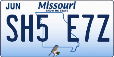 MO license plate SH5E7Z