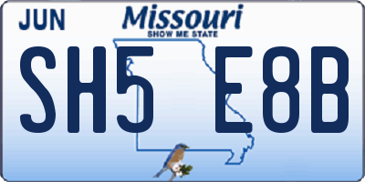 MO license plate SH5E8B