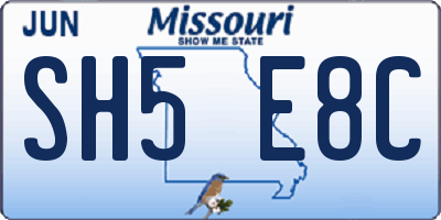 MO license plate SH5E8C