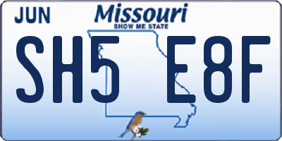MO license plate SH5E8F