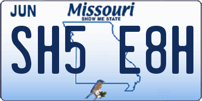 MO license plate SH5E8H
