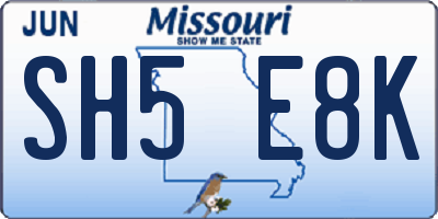 MO license plate SH5E8K