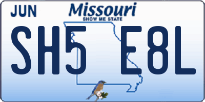MO license plate SH5E8L