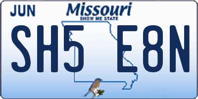 MO license plate SH5E8N