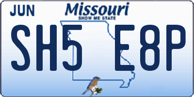 MO license plate SH5E8P