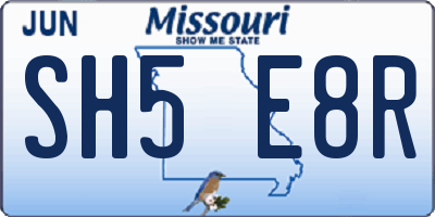 MO license plate SH5E8R