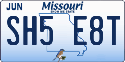 MO license plate SH5E8T