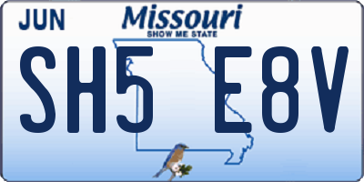 MO license plate SH5E8V