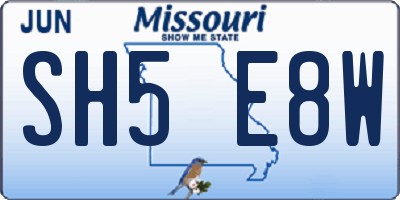 MO license plate SH5E8W