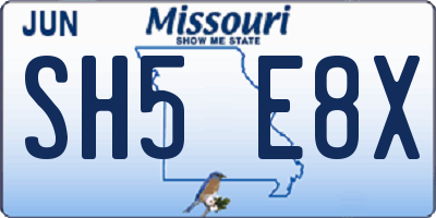 MO license plate SH5E8X