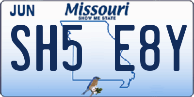 MO license plate SH5E8Y