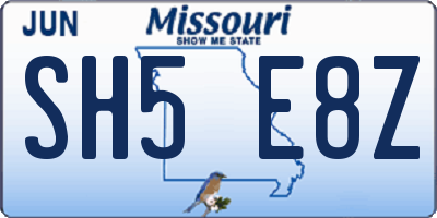 MO license plate SH5E8Z