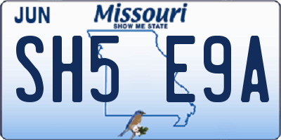 MO license plate SH5E9A