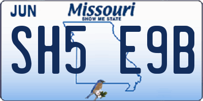 MO license plate SH5E9B