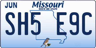 MO license plate SH5E9C