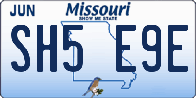MO license plate SH5E9E