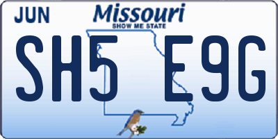 MO license plate SH5E9G