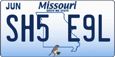 MO license plate SH5E9L