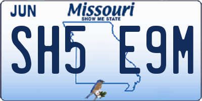MO license plate SH5E9M
