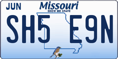 MO license plate SH5E9N