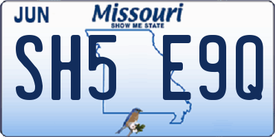 MO license plate SH5E9Q