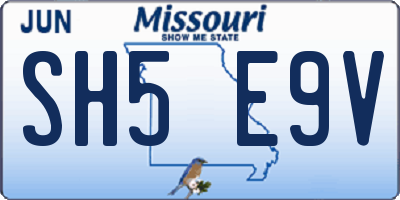 MO license plate SH5E9V