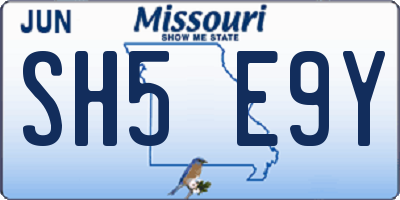 MO license plate SH5E9Y