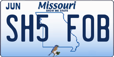 MO license plate SH5F0B
