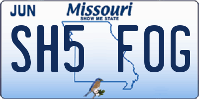 MO license plate SH5F0G