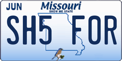 MO license plate SH5F0R