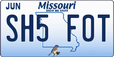 MO license plate SH5F0T