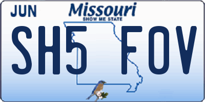 MO license plate SH5F0V