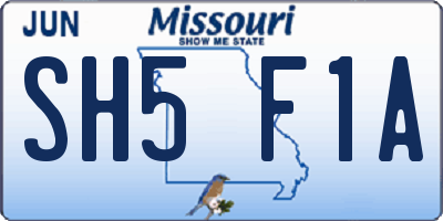 MO license plate SH5F1A