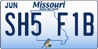 MO license plate SH5F1B