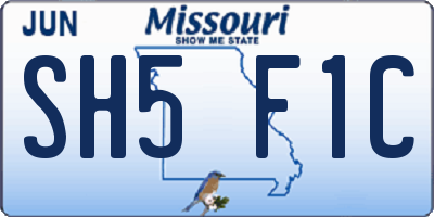 MO license plate SH5F1C
