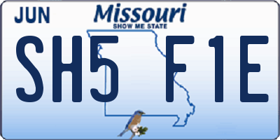 MO license plate SH5F1E