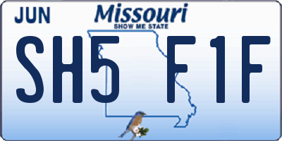 MO license plate SH5F1F