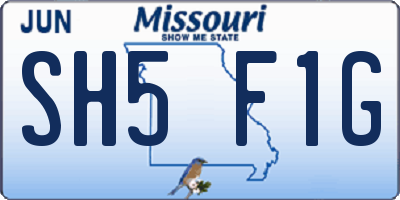 MO license plate SH5F1G